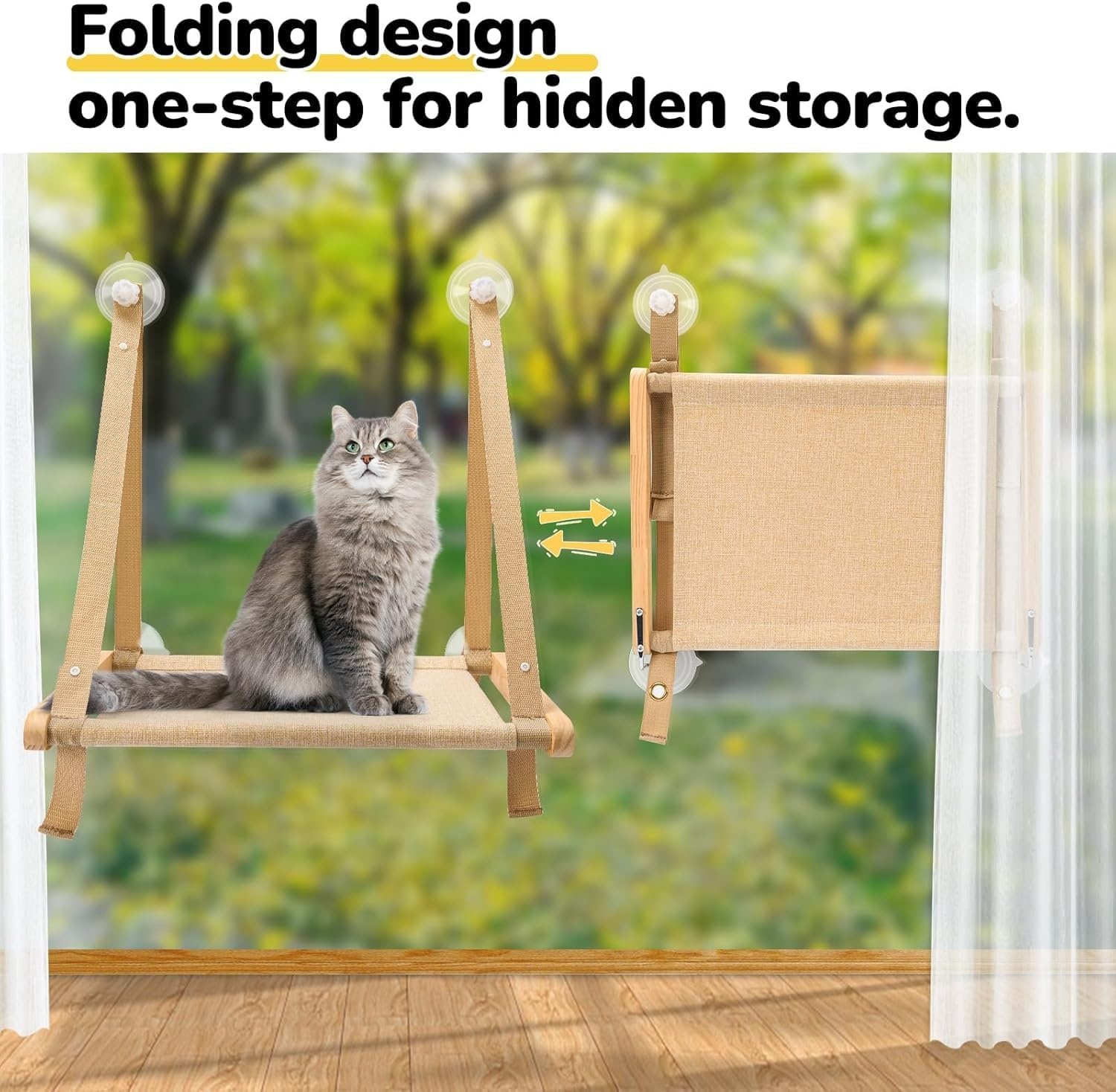 Kattenraambaars, kattenhangmat, raamstoel, raamhangmatten, bed voor binnenkatten, grote baars met stevige schroefzuignappen voor grote katten en kittens (grijs, kussenbedhoes)