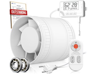 100mm Buisventilator met Afstandsbediening, Stille Kanaalventilator met Vochtsensor Temperatuursensor Timer, Afzuigventilator met 3 Snelheden, Ventilator Badkamer Toilet Garage