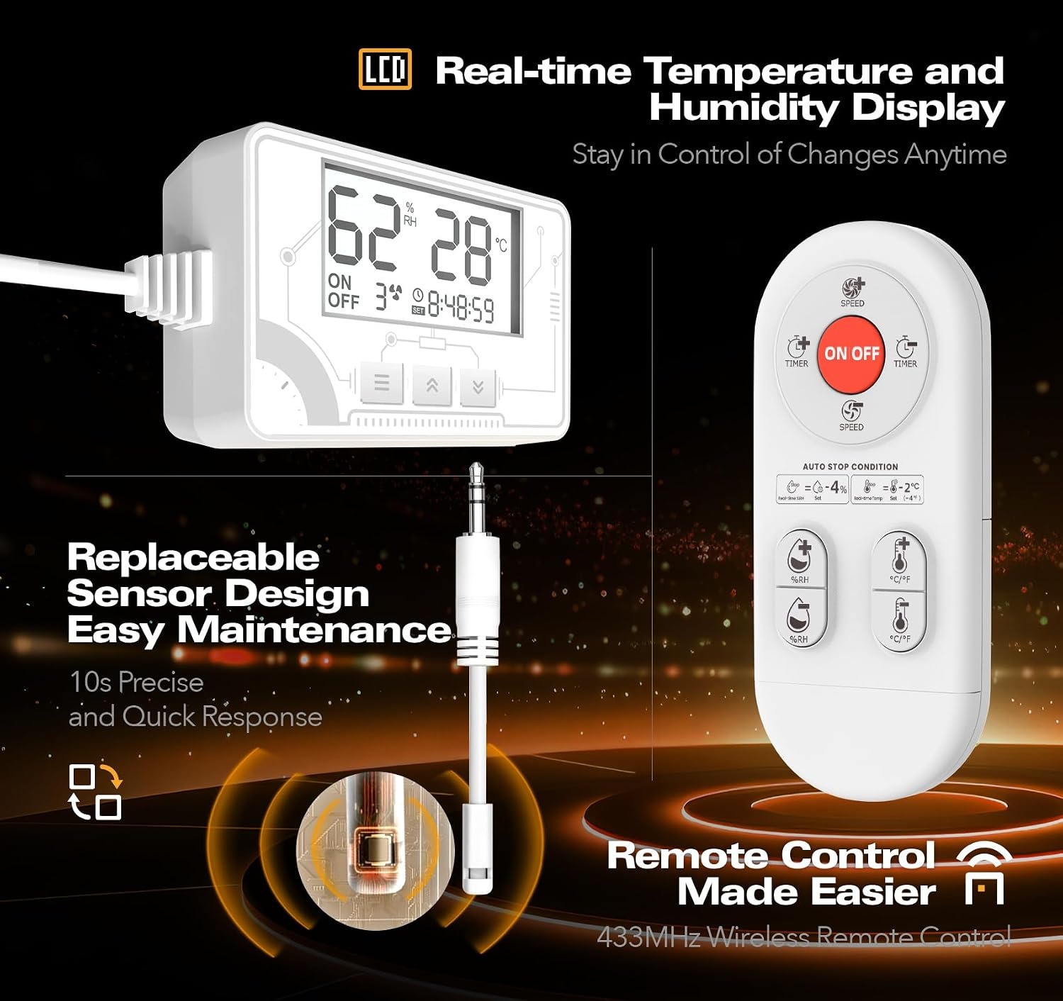 100mm Buisventilator met Afstandsbediening, Stille Kanaalventilator met Vochtsensor Temperatuursensor Timer, Afzuigventilator met 3 Snelheden, Ventilator Badkamer Toilet Garage
