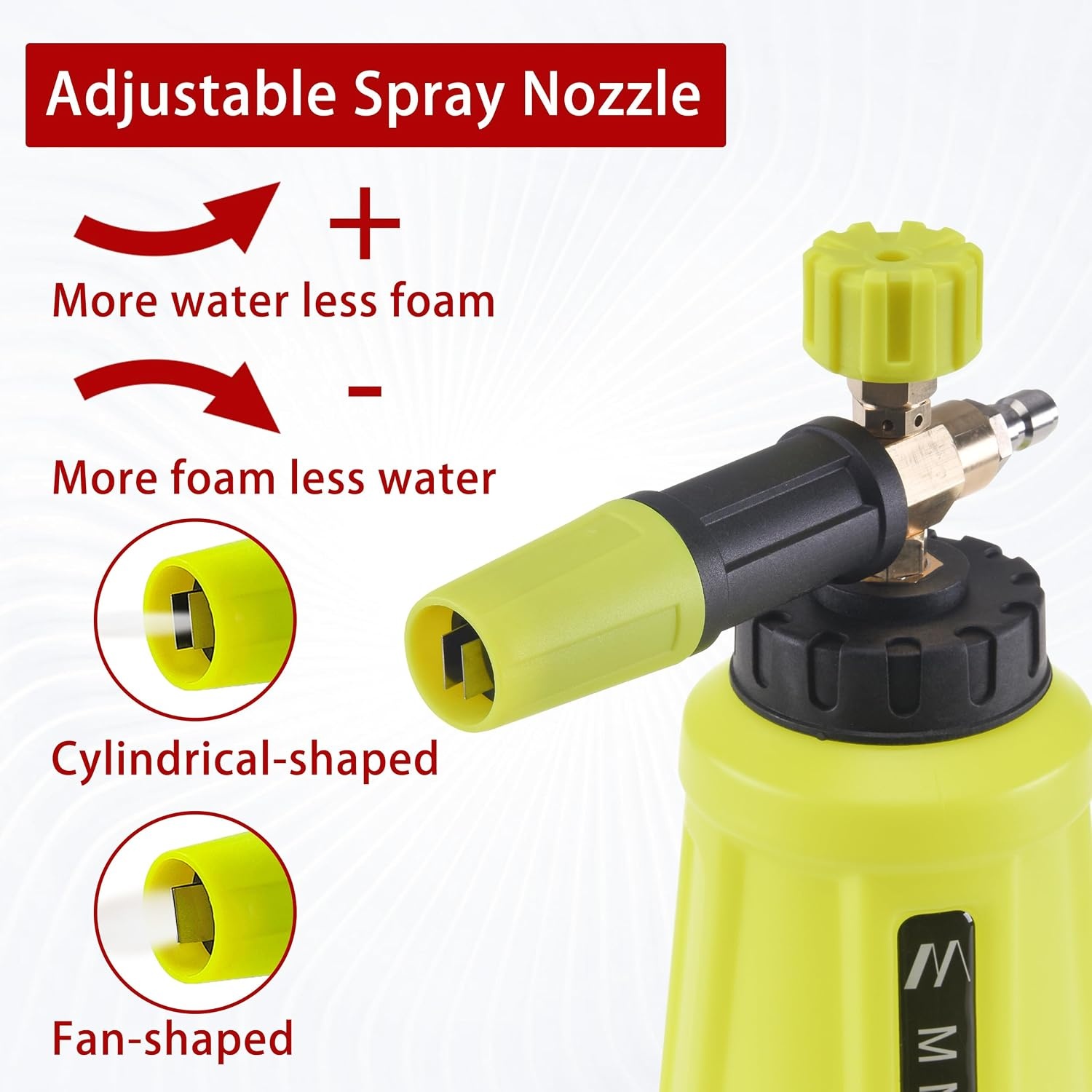 M MINGLE Hogedrukreiniger Gun Sneeuwschuimlans, 4000 PSI Cannon Foam Blaster Power Washer met 1/4 "Quick Connector, Car Wash Foam Cannon Kit met 5 Hogedrukreiniger Nozzle Tips, 1 Liter