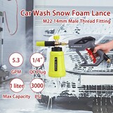 M MINGLE Hogedrukreiniger Gun Sneeuwschuimlans, 4000 PSI Cannon Foam Blaster Power Washer met 1/4 "Quick Connector, Car Wash Foam Cannon Kit met 5 Hogedrukreiniger Nozzle Tips, 1 Liter