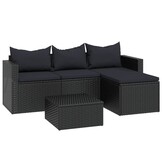 VidaXL Loungeset Poly Rattan Zwart - 35% Korting