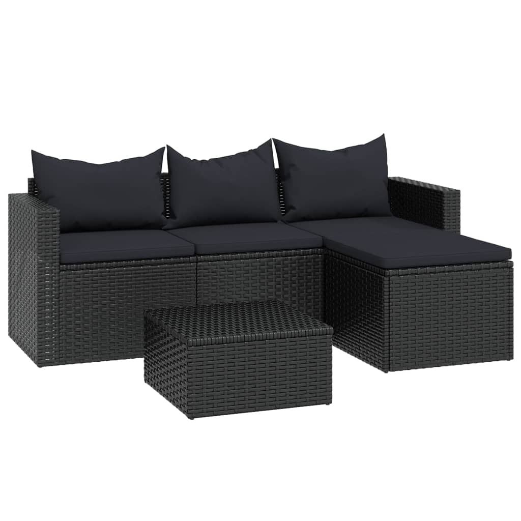 VidaXL Loungeset Poly Rattan Zwart - 35% Korting
