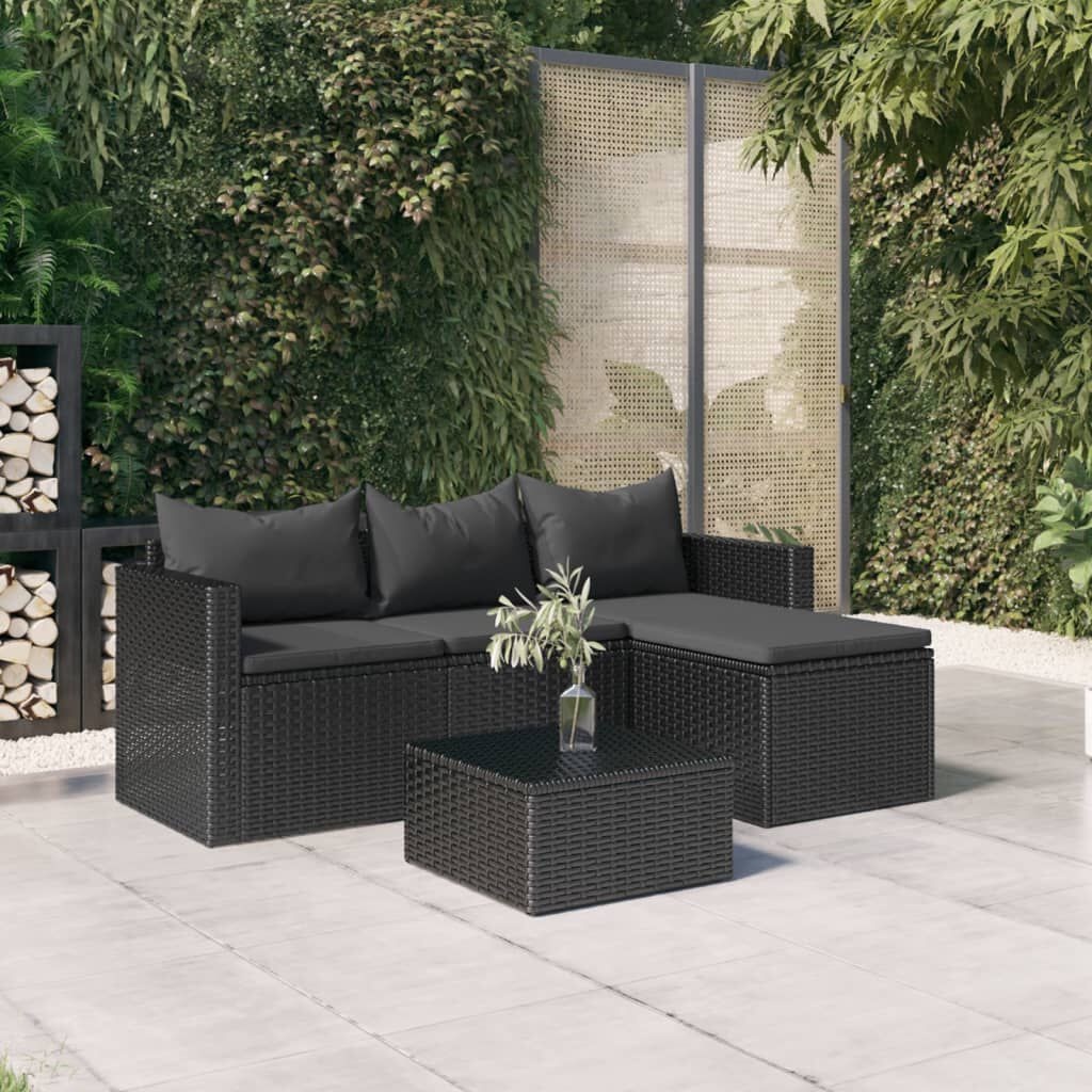VidaXL Loungeset Poly Rattan Zwart - 35% Korting