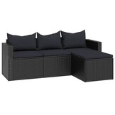 VidaXL Loungeset Poly Rattan Zwart - 35% Korting