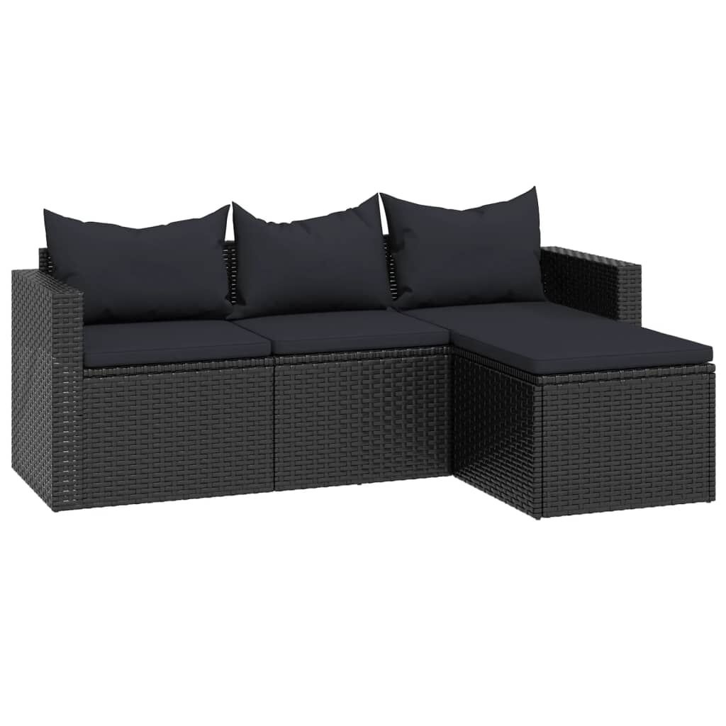 VidaXL Loungeset Poly Rattan Zwart - 35% Korting