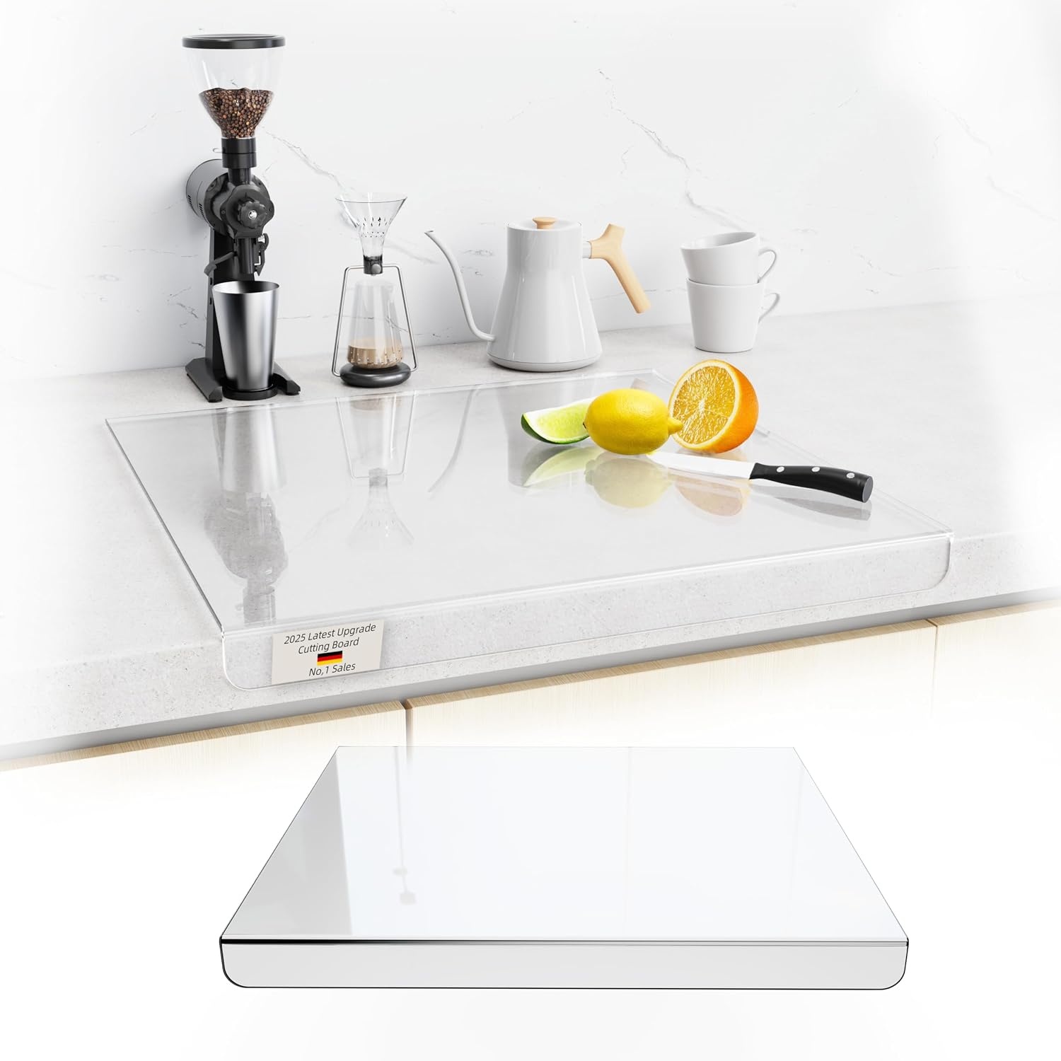 Transparante Acryl Snijplank 60x40 cm met Antislip & Aanslagrand - 33% Korting