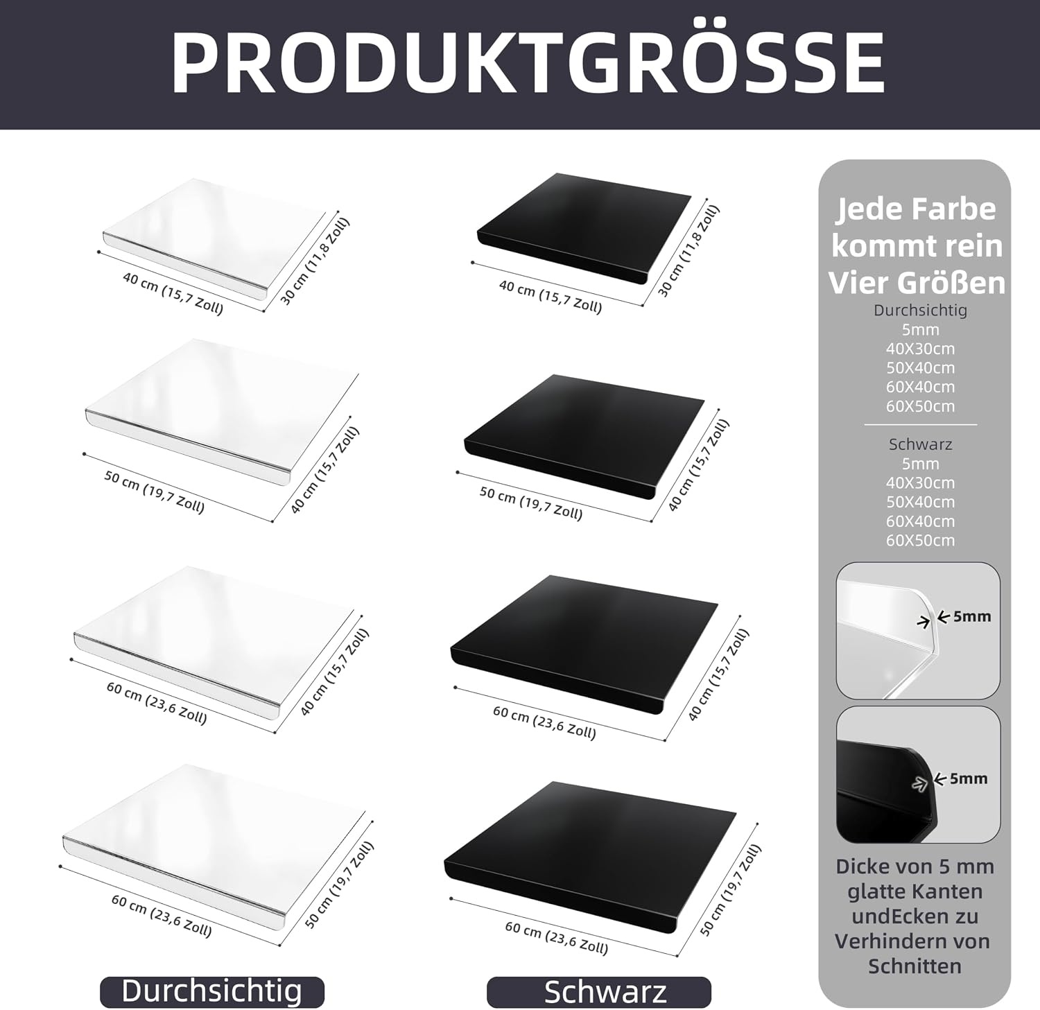 Transparante Acryl Snijplank 60x40 cm met Antislip & Aanslagrand - 33% Korting