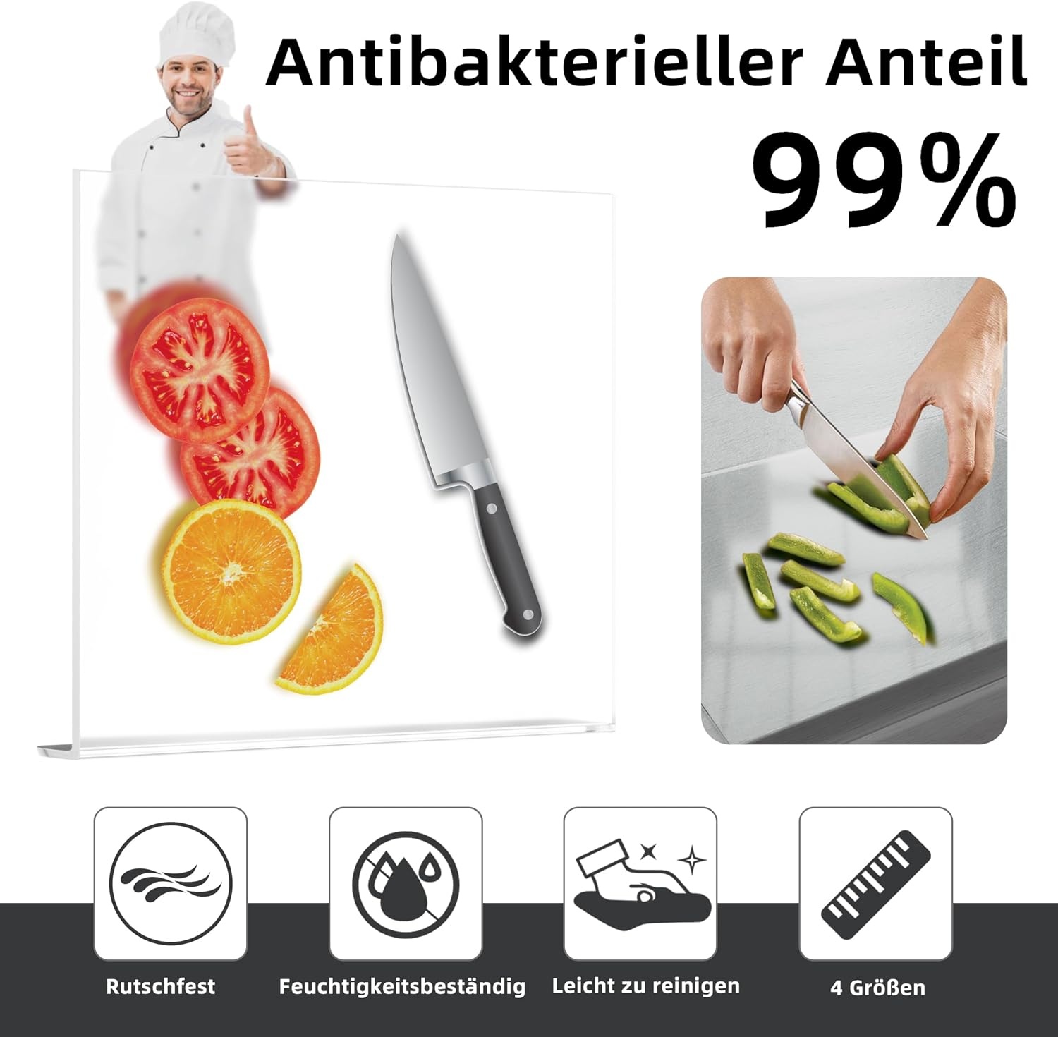 Transparante Acryl Snijplank 60x40 cm met Antislip & Aanslagrand - 33% Korting