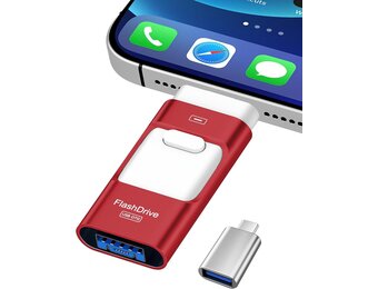 256GB USB-Stick 4-in-1 (iOS, USB-C, Micro-USB, USB 3.0) Rood - 33% Korting