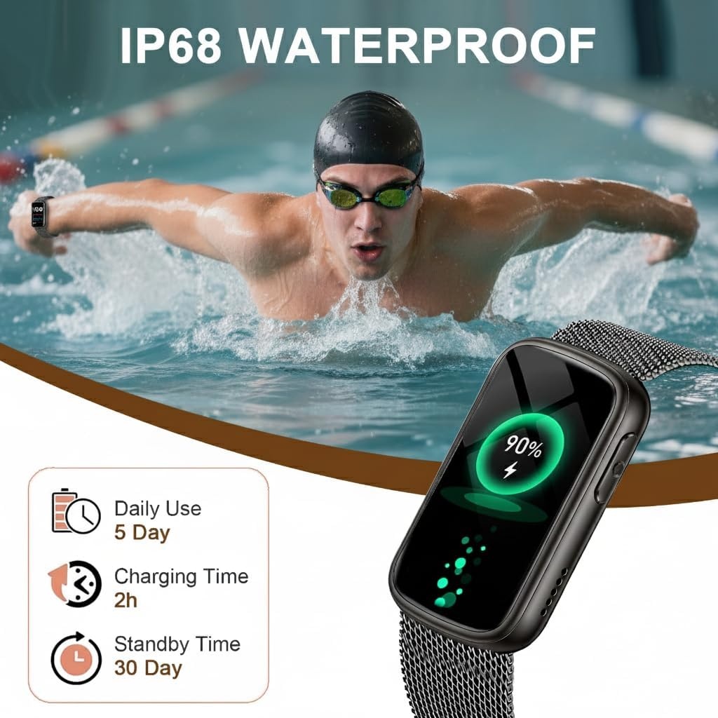 Smartwatch met 1.47" Touchscreen, Bluetooth Bellen, IP68 Zwart - 33% Korting