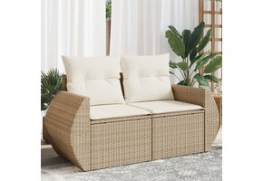 VidaXL Tuinbank 2-zits Poly Rattan Beige met Kussens - 41% Korting