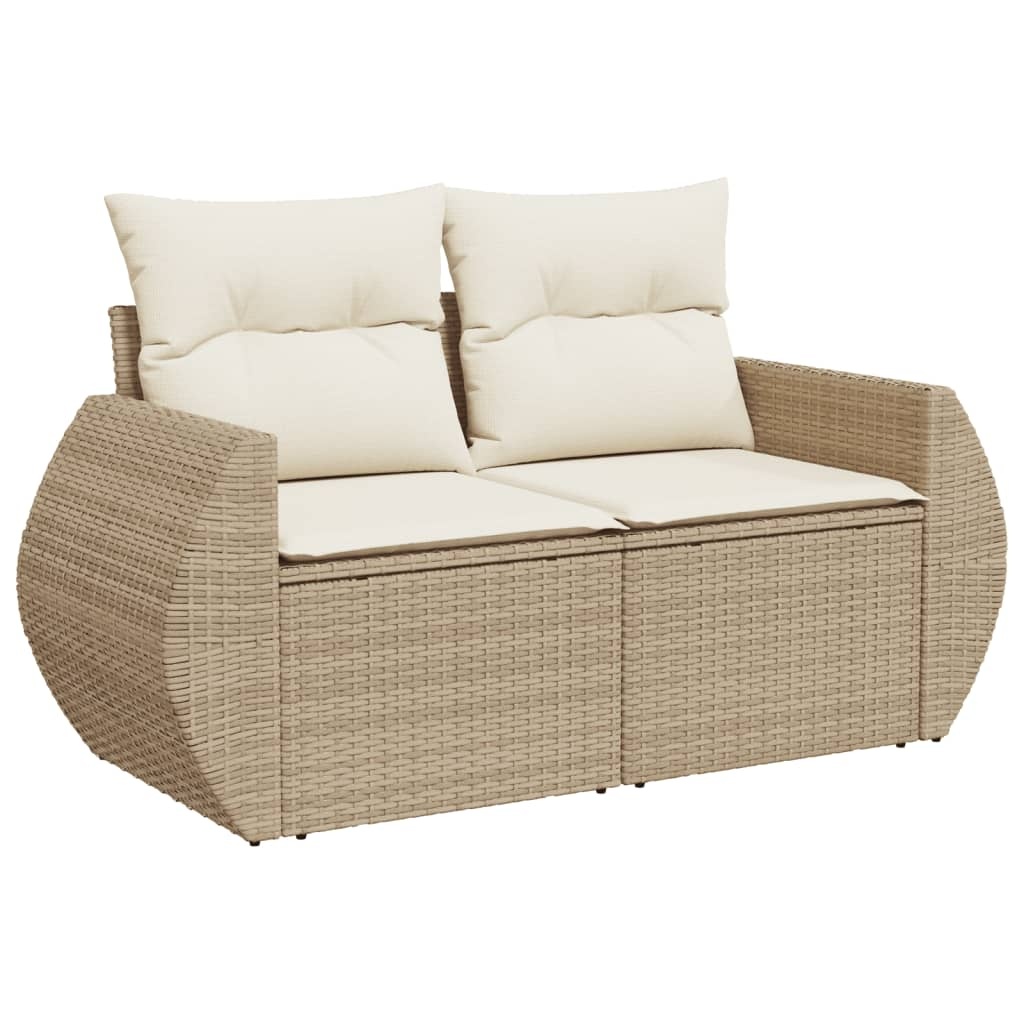 vidaXL Tuinbank 2-zits Poly Rattan Beige met Kussens - 35% Korting