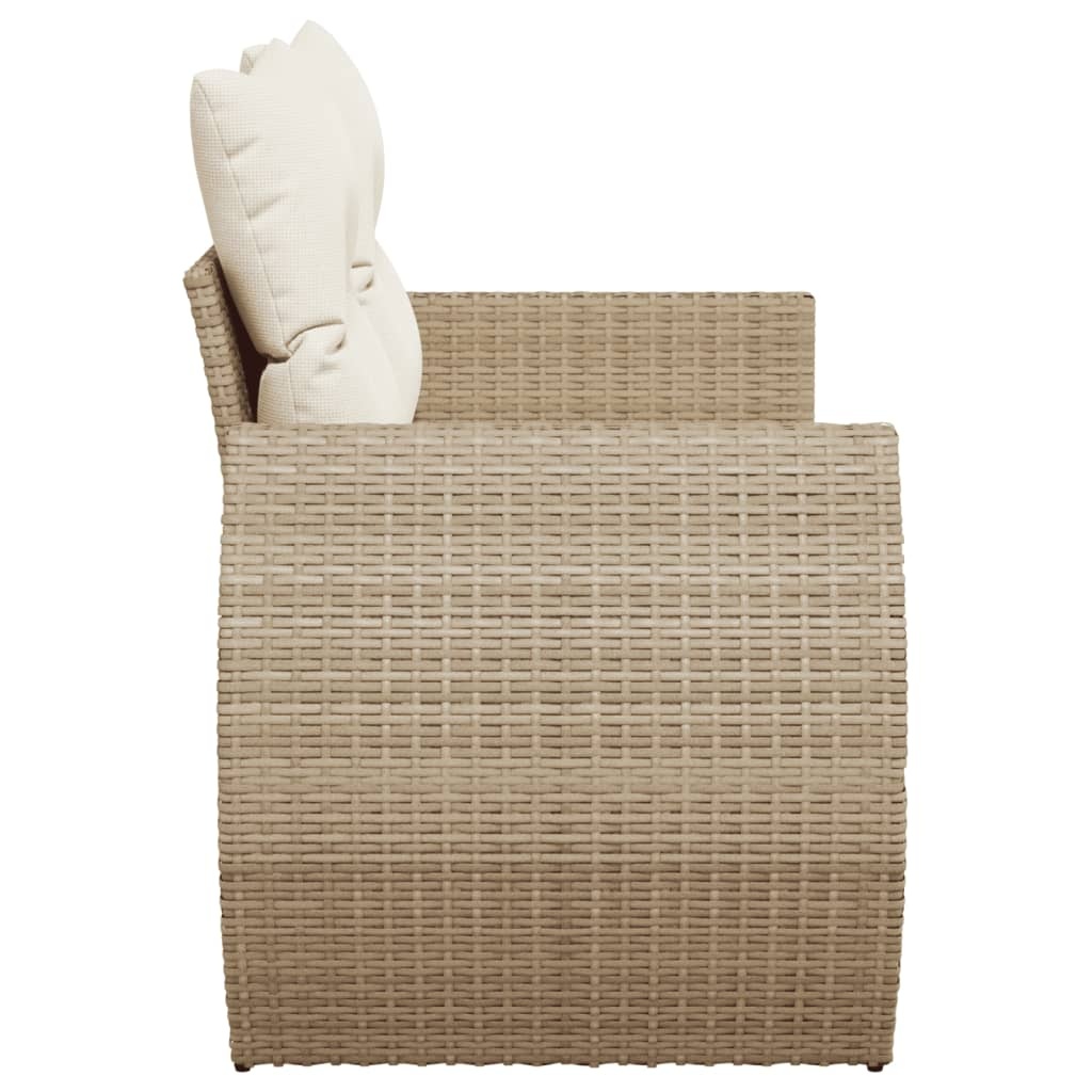 vidaXL Tuinbank 2-zits Poly Rattan Beige met Kussens - 35% Korting