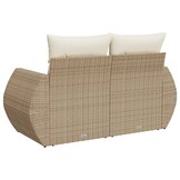 vidaXL Tuinbank 2-zits Poly Rattan Beige met Kussens - 35% Korting