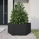 Zeshoekige Plantenbak Staal Zwart - 104x90x45cm - 34% Korting