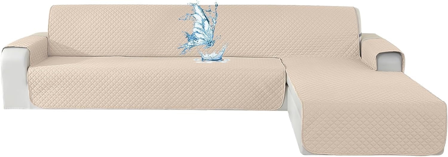 Universele Hoekbankhoes L-Vorm Beige Waterafstotend 280 cm - 57% Korting