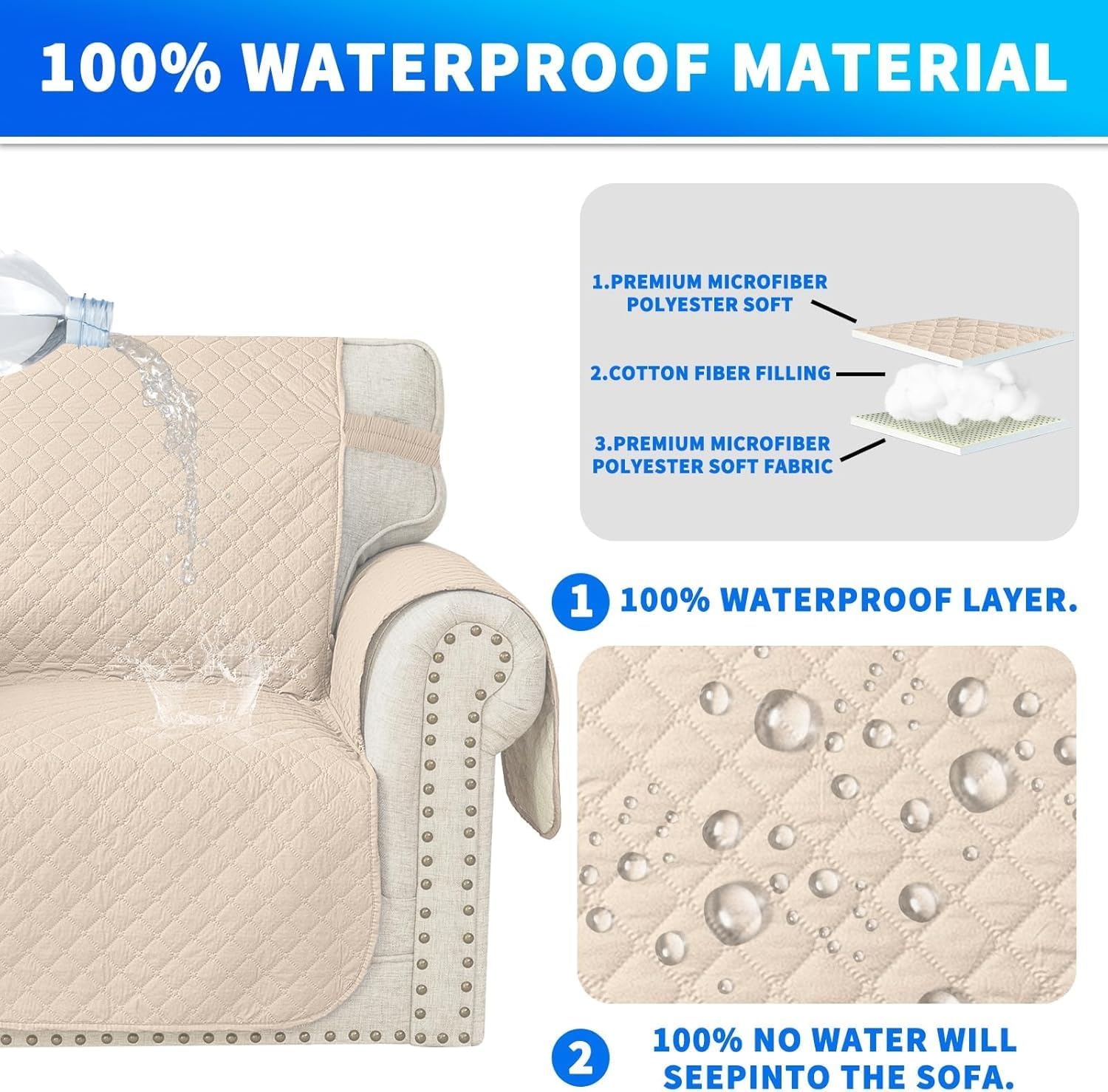 Universele Hoekbankhoes L-Vorm Beige Waterafstotend 280 cm - 57% Korting