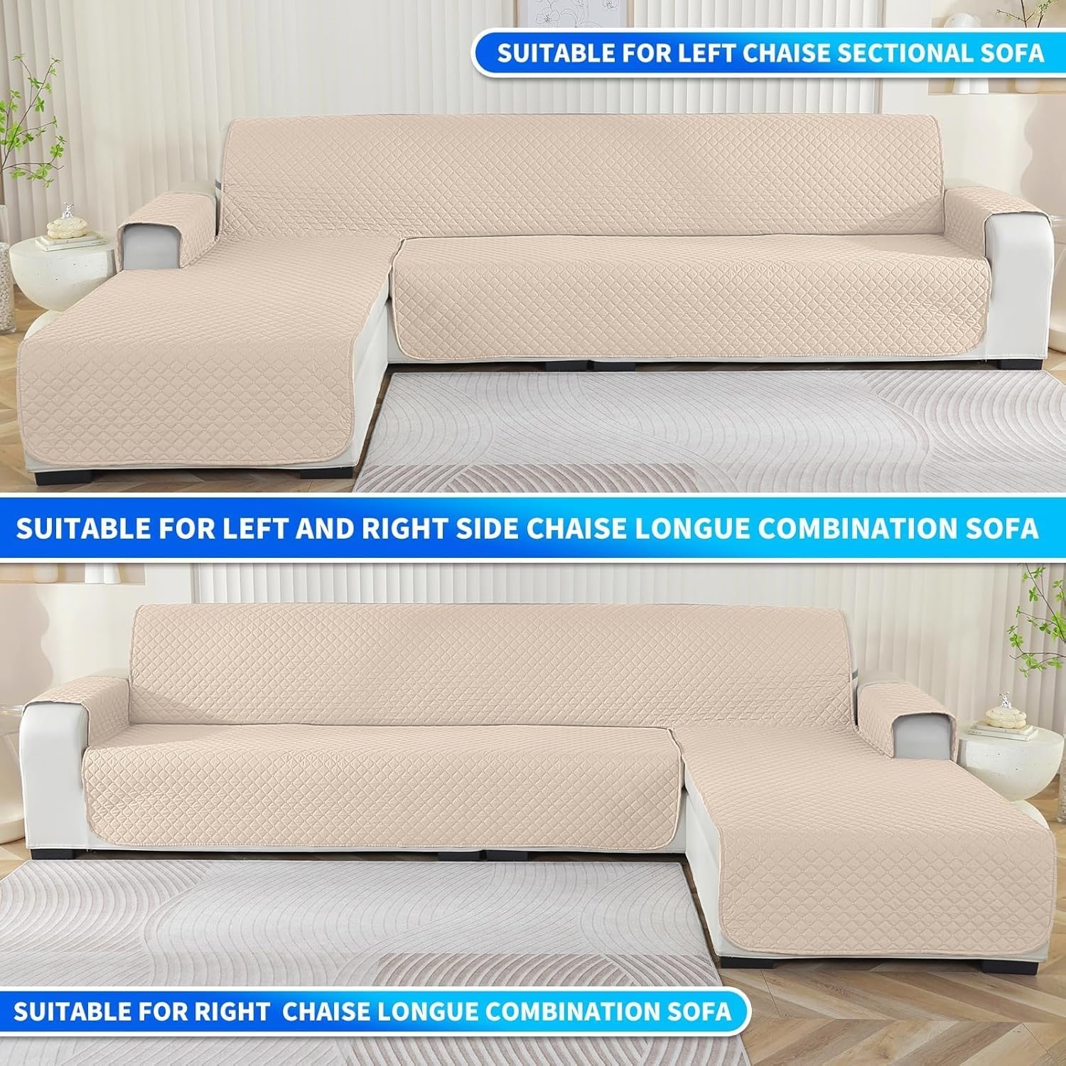 Universele Hoekbankhoes L-Vorm Beige Waterafstotend 280 cm - 57% Korting