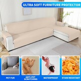 Universele Hoekbankhoes L-Vorm Beige Waterafstotend 280 cm - 57% Korting