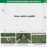 Transparant Dekzeil 3x4m PVC 450gsm Waterdicht met 34% Korting
