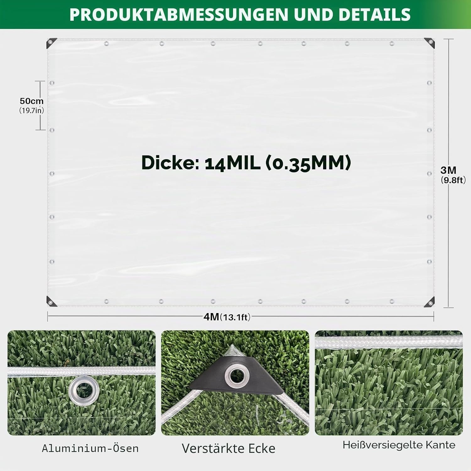 Transparant Dekzeil 3x4m PVC 450gsm Waterdicht met 34% Korting