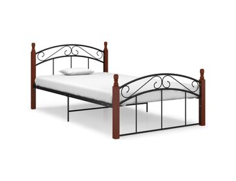 Bedframe metaal & eikenhout zwart - 120x200 cm - 35% Korting