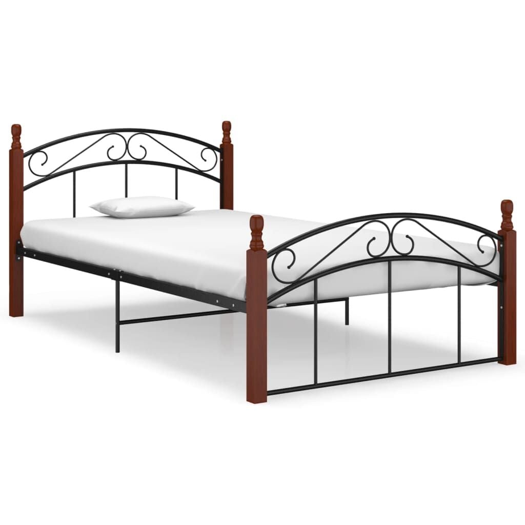 Bedframe metaal & eikenhout zwart - 120x200 cm - 35% Korting