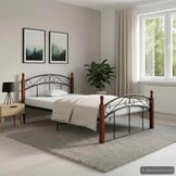 Bedframe metaal & eikenhout zwart - 120x200 cm - 35% Korting