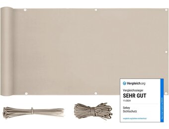 Privacy Scherm Balkon 90x600cm Taupe - 33% Korting