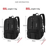 Uitbreidbare Reisrugzak Zwart (60-80L) - Schoenenvak, Laptopvak - 33% Korting