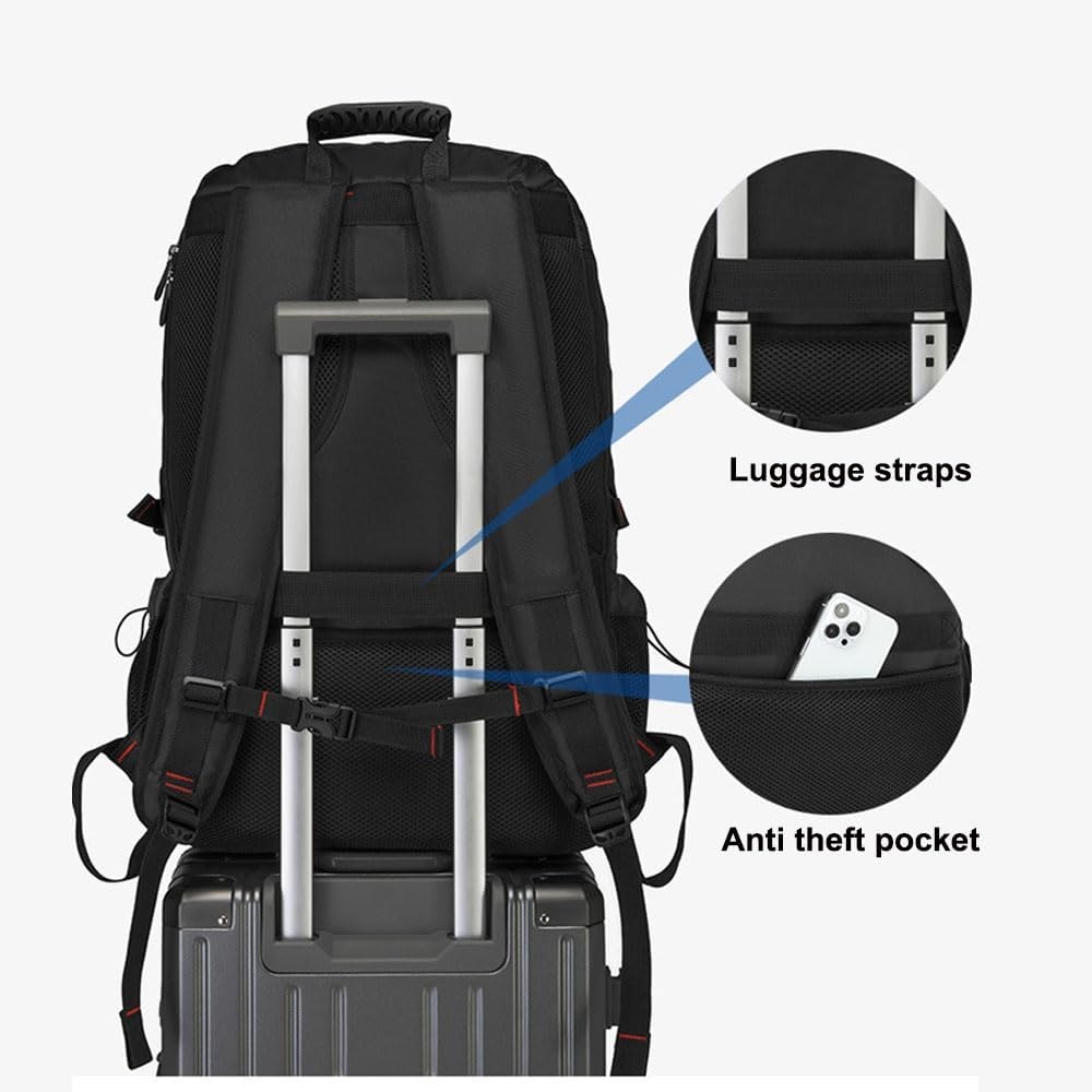 Uitbreidbare Reisrugzak Zwart (60-80L) - Schoenenvak, Laptopvak - 33% Korting