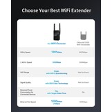 BrosTrend WiFi 6 Versterker AX1500 - Zwart, 185m² Bereik - 34% Korting!