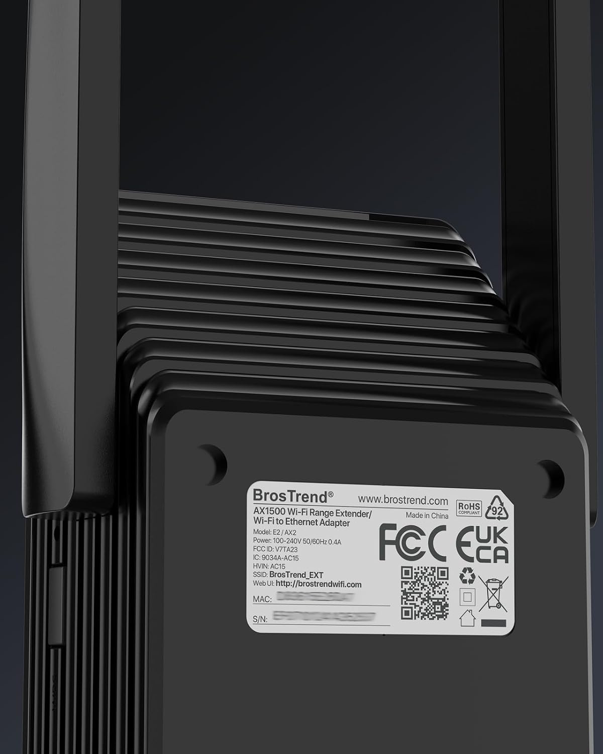 BrosTrend WiFi 6 Versterker AX1500 - Zwart, 185m² Bereik - 34% Korting!