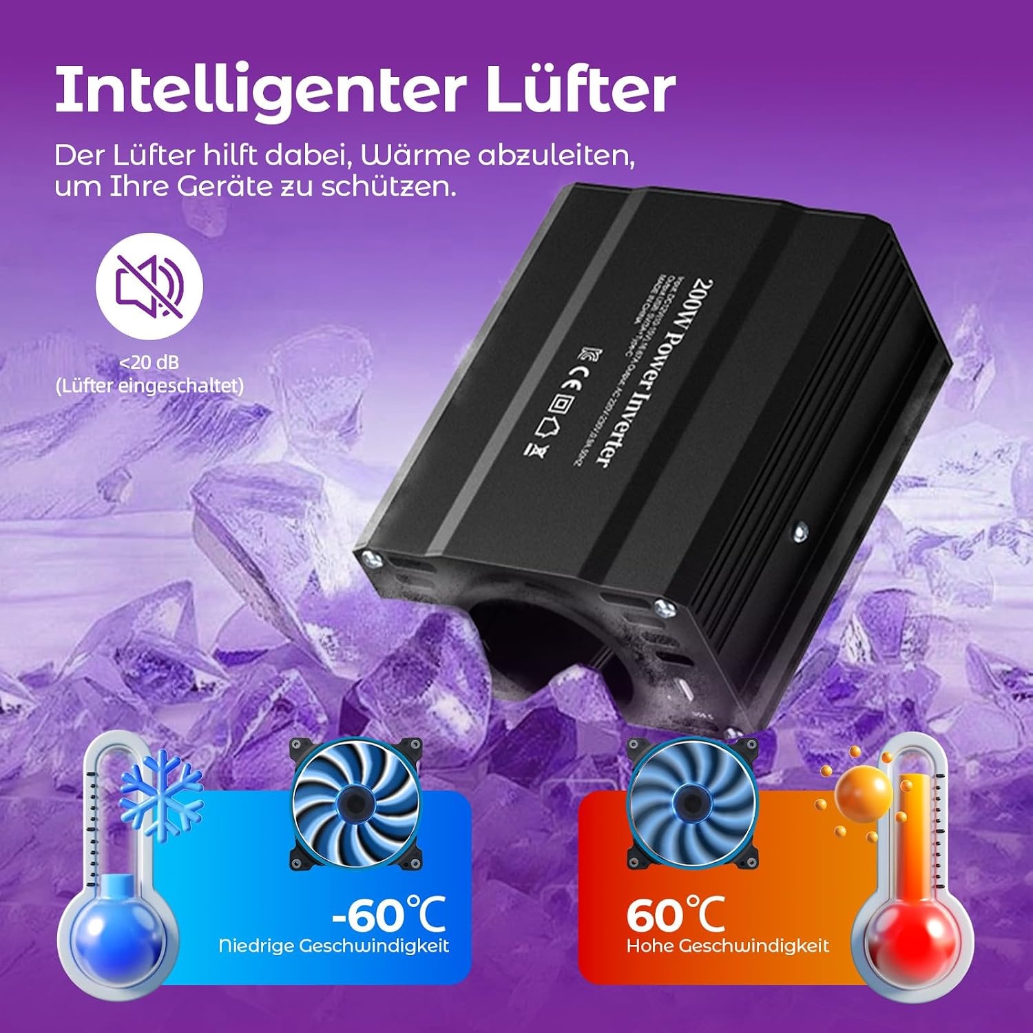 12V/220V Omvormer 300W met USB & Type C Snellader