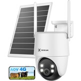 COCOCAM 4G Beveiligingscamera - 2K PTZ Outdoor Camera met Zonnepaneel en Batterij