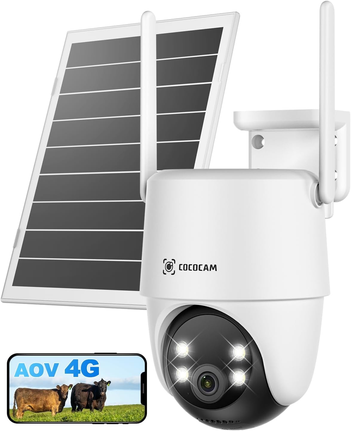 COCOCAM 4G Beveiligingscamera - 2K PTZ Outdoor Camera met Zonnepaneel en Batterij