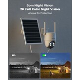 COCOCAM 4G Beveiligingscamera - 2K PTZ Outdoor Camera met Zonnepaneel en Batterij