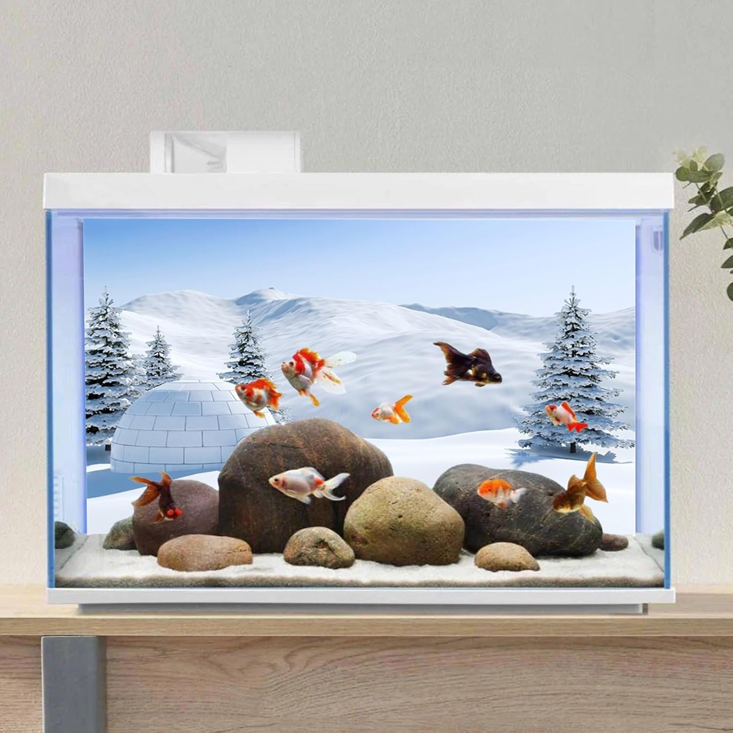 Aquarium Achtergrond Winterlandschap Iglo 61x41 cm - 45% Korting
