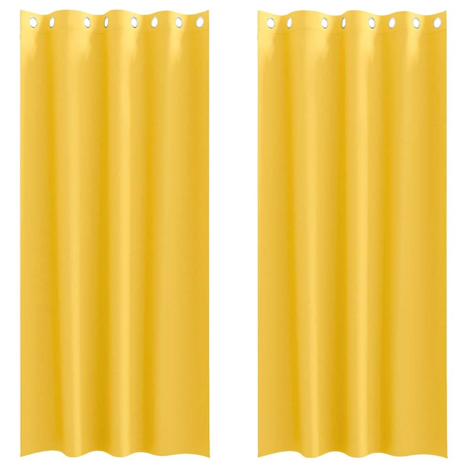 vidaXL Verduisterende Gordijnen Mosterdgeel Polyester 2 stuks - 58% Korting