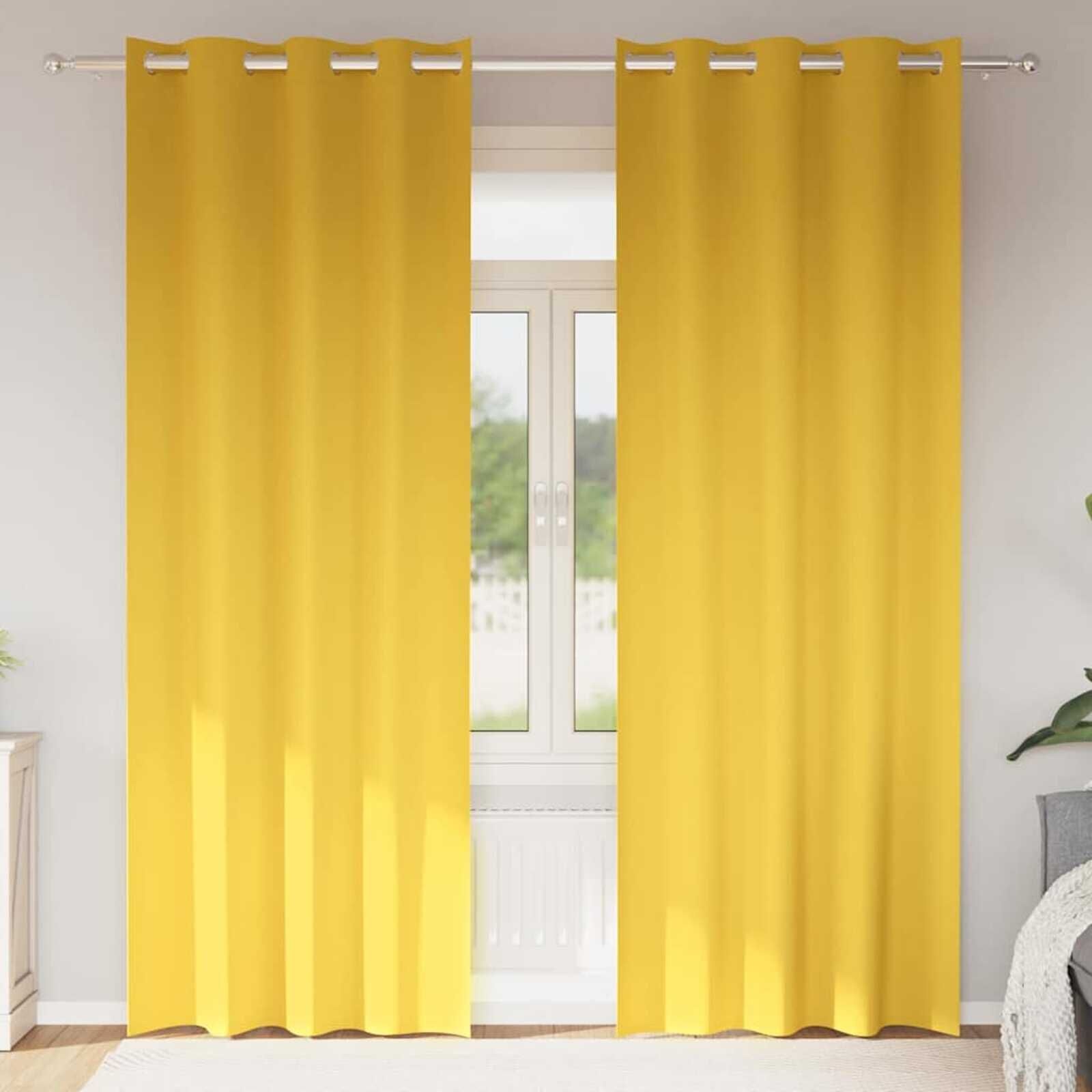 vidaXL Verduisterende Gordijnen Mosterdgeel Polyester 2 stuks - 58% Korting