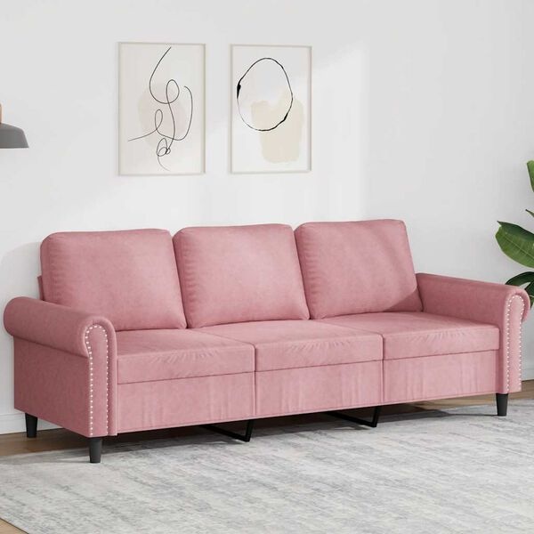 vidaXL Driezitsbank 180 cm fluweel roze