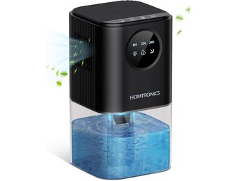 Elektrische luchtontvochtiger, 1700 ml, met timerfunctie, stil, kleine luchtontvochtiger met 7 lichtkleuren, automatische uitschakeling, voor slaapkamer, kast, badkamer (zwart)