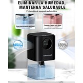 Elektrische luchtontvochtiger, 1700 ml, met timerfunctie, stil, kleine luchtontvochtiger met 7 lichtkleuren, automatische uitschakeling, voor slaapkamer, kast, badkamer (zwart)