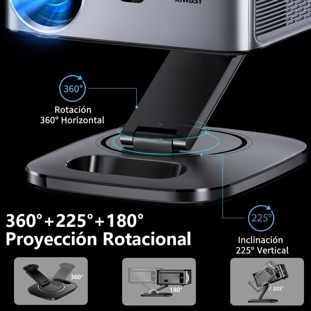 XIWBSY T08 PRO Projector - 4K Support, 1500 ANSI, Google TV, 360° Draaibaar