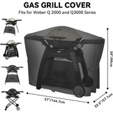 Onlyfire Barbecuehoes voor Weber Q 2000/3000 Gasbarbecue, Weerbestendige Barbecuehoes, 600D, BBQ Hoes, Barbecuezeil Waterdicht