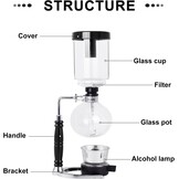 YUCHENGTECH Syphon Koffiezetapparaat, Glas, 3 Kopjes, 360 ml