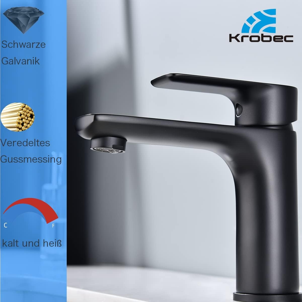 Matzwarte Wastafelkraan met Korting (60%) - Messing & Waterspaard Fuctie