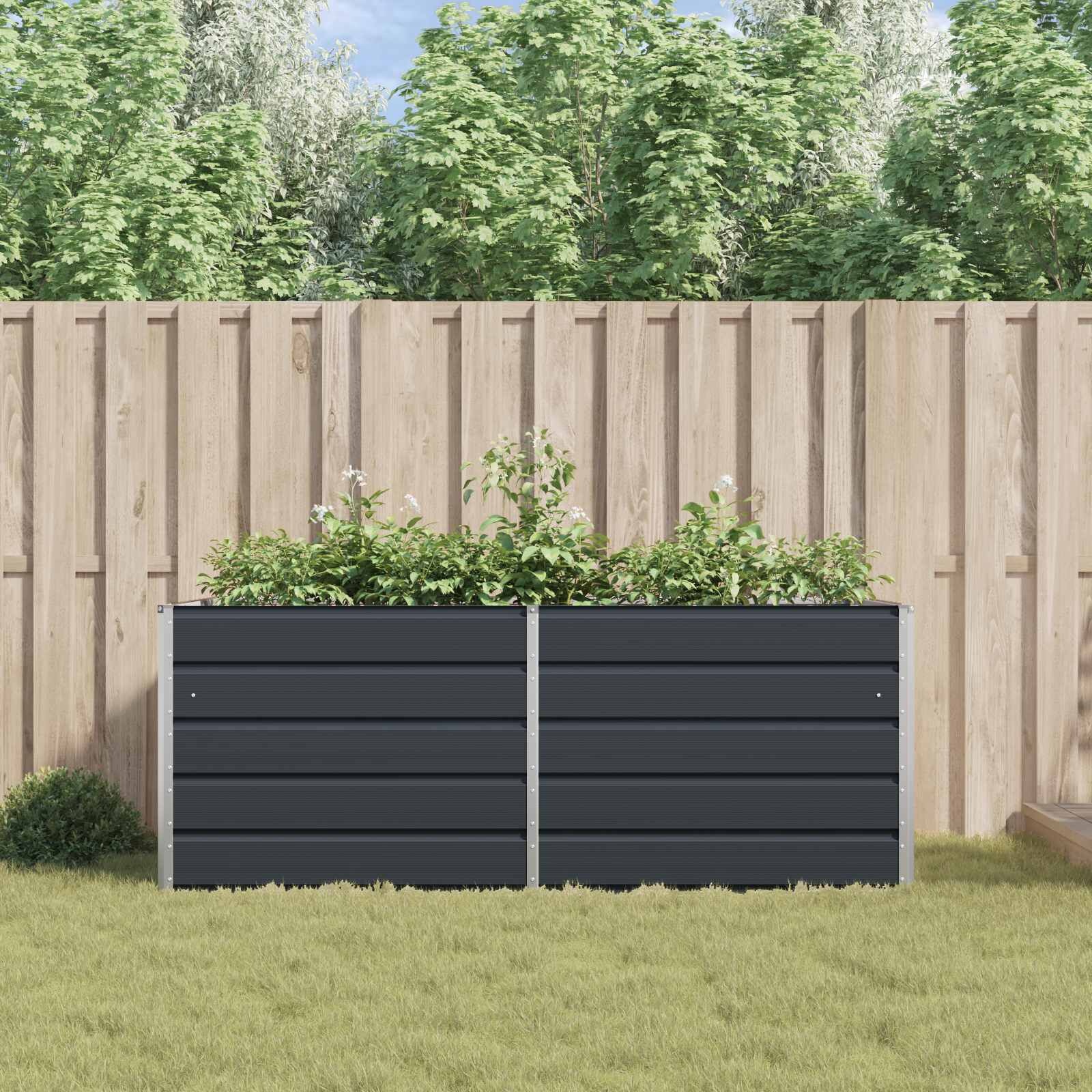 vidaXL Plantenbak Antraciet 195 x 100 x 45 cm Gegalvaniseerd staal