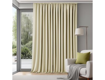 Deconovo Verduisterende Thermo Gordijnen met Pencil Tape Moderne Isolerende Gordijnen voor Slaapkamer en Woonkamer, 280×245 CM, Lichtbeige, 1 Panelen